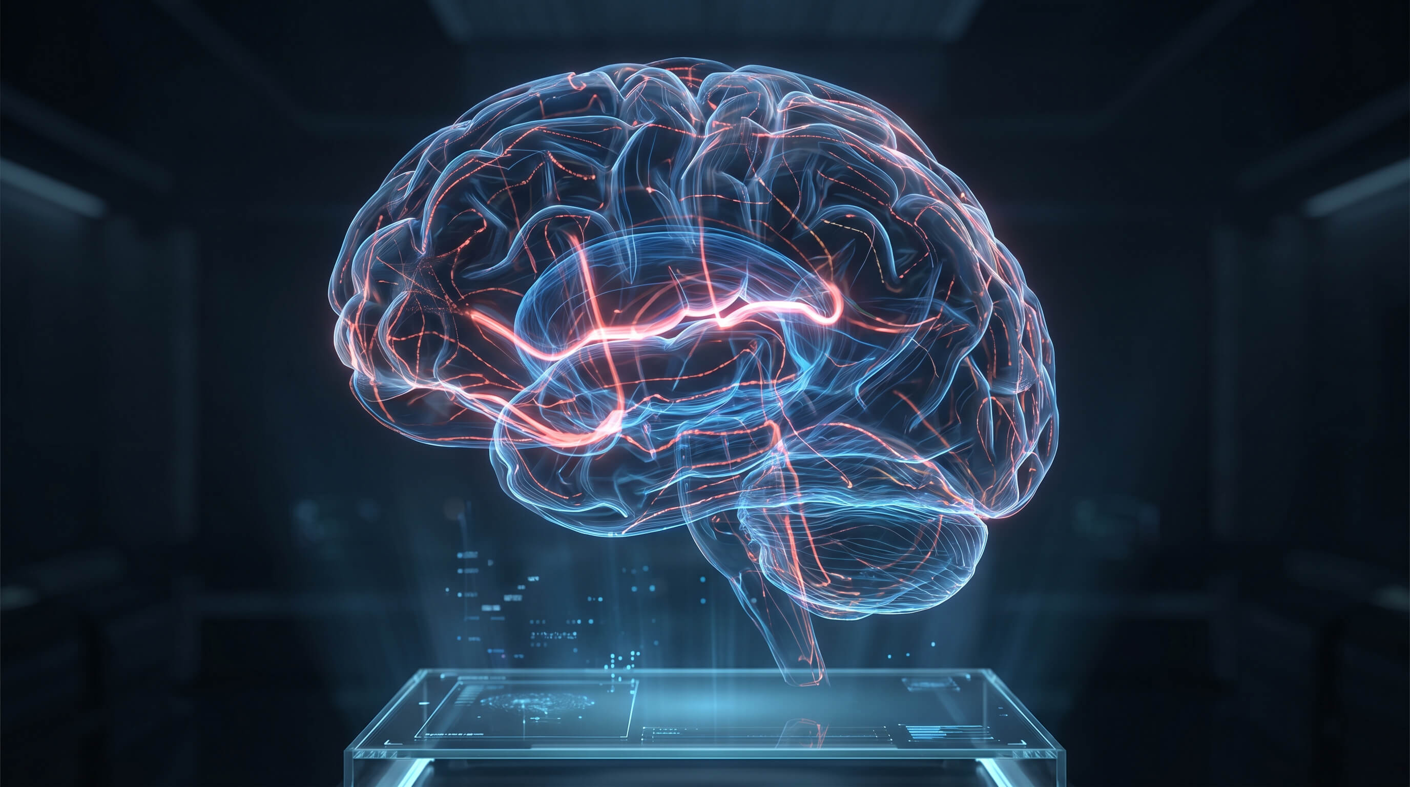 Eine Grafik eines Gehirns, dass neuronale Verbindungen zeigt