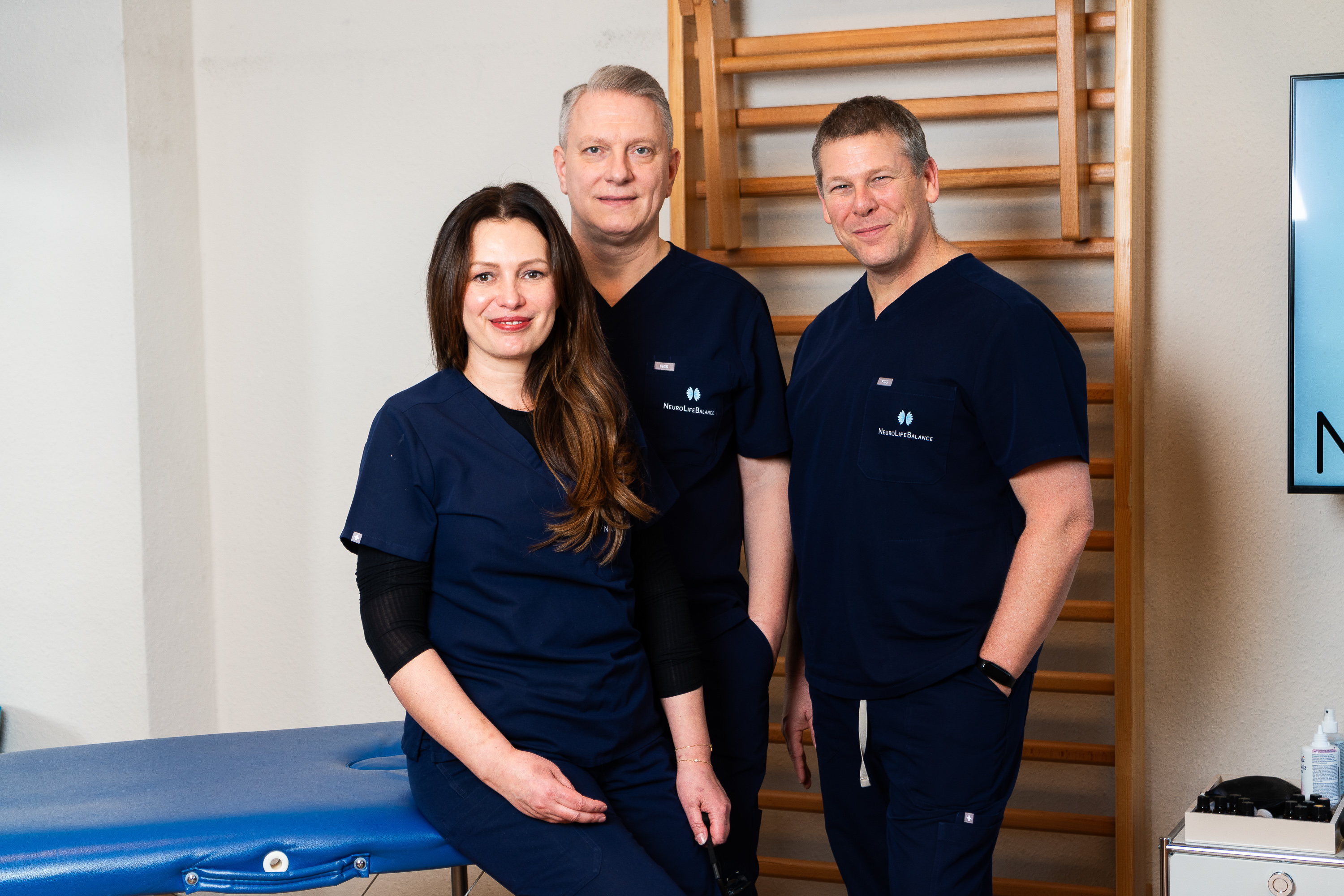 Team des NeuroLifeBalance Therapiezentrum Düsseldorf. Thomas und Natalie Weidauer und Dr. Omer Hirsh